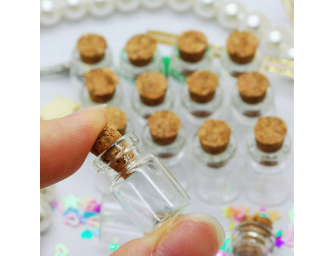Maži stikliniai buteliukai (su kamščiu) 1ml - 100vnt. pigiau