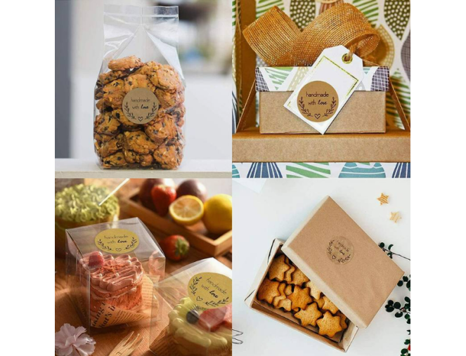 Lipnios etiketės "Handmade with love" Nr. 2 - 500 vnt. pigiau