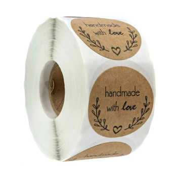 Lipnios etiketės "Handmade with love" Nr. 2 - 500 vnt.