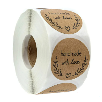 Lipnios etiketės "Handmade with love" Nr. 2 - 500 vnt.