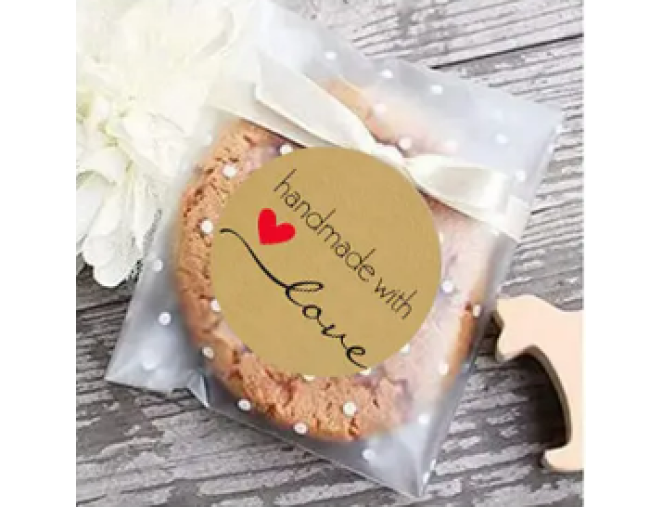 Lipnios etiketės "Handmade with love" - 500 vnt. pigiau