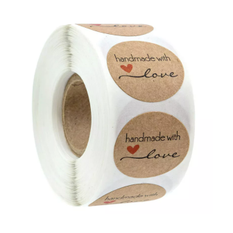 Lipnios etiketės "Handmade with love" - 500 vnt.