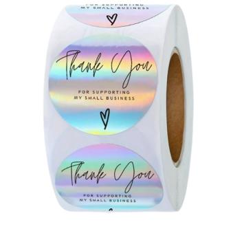 Lipnios etiketės (holografinės) "Thank You" - 500 vnt.