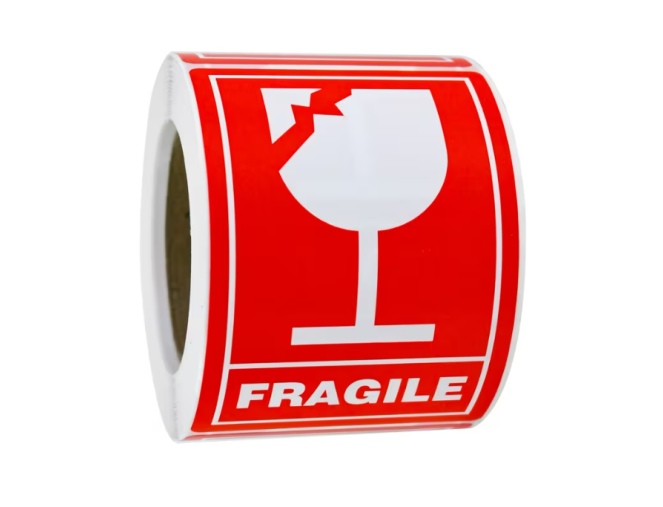 Lipni etiketė - "Atsargiai dūžta" Anglų k. 100vnt.