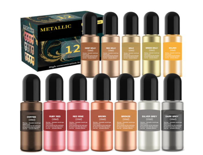 Skysti blizgūs pigmentai "Metallic" - rinkinys 12 vnt. pigiau